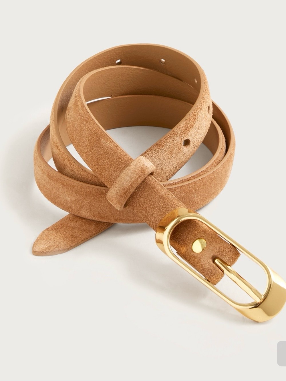 J.Crew Skinny Oval Buckle Suede Belt ~ Blonde Espresso Tan ~ Sz Small